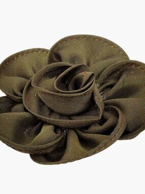 Brown Daisy Rose Boutonniere Lapel Pin Vintage Satin Brooch Faux Flower